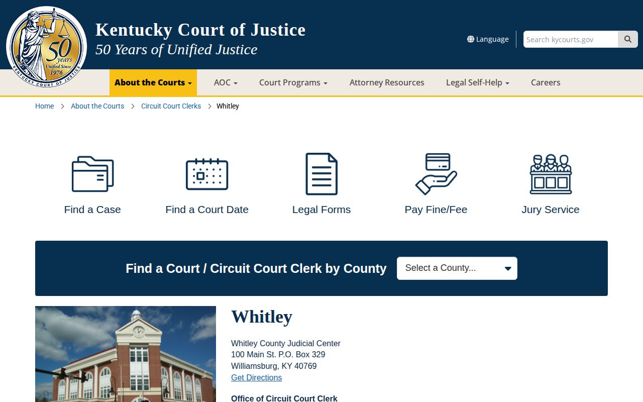 Whitley County court booking disposition and arrest record source